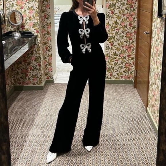 New Saloni Camille Bow Embellished Jumpsuit - Picture 7 of 13